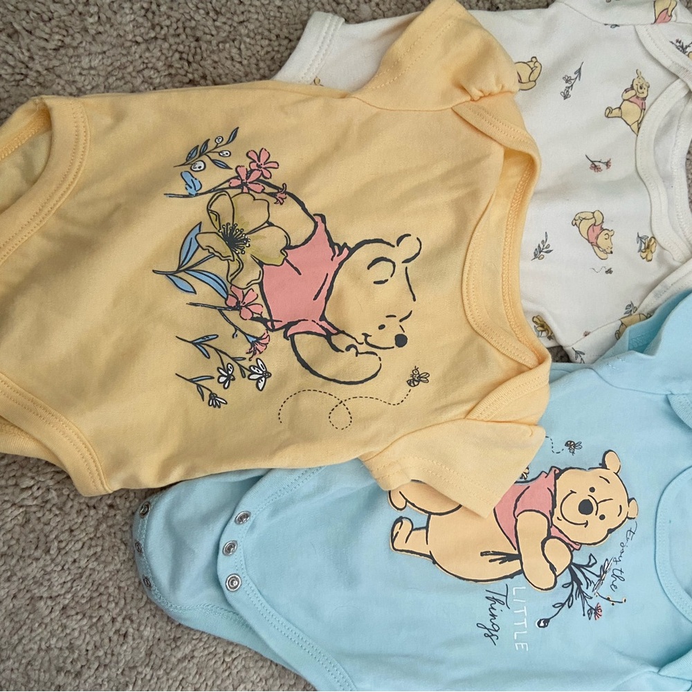 Disney Winnie the Pooh Bodysuits - Yellow, Blue, White